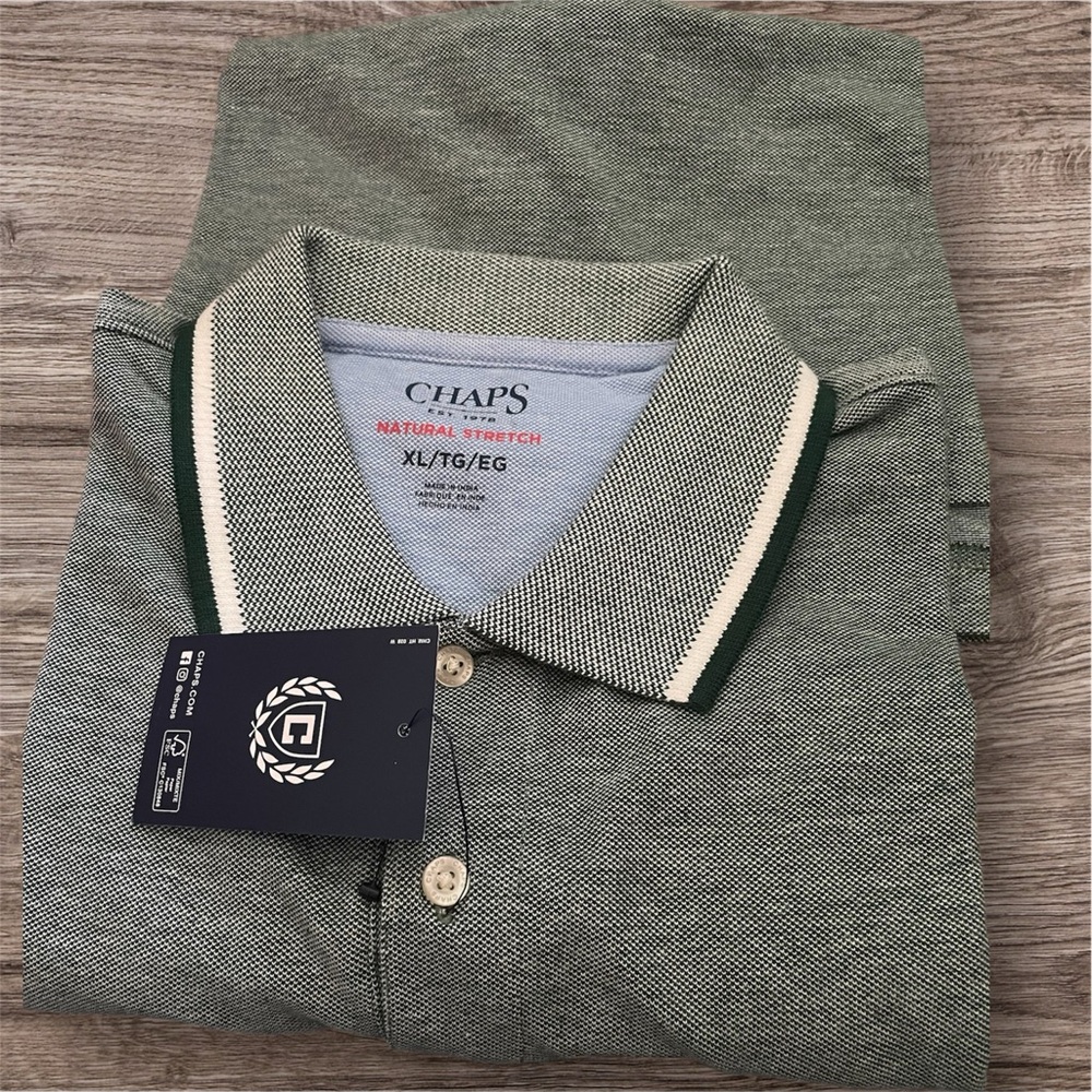Chaps Green Polo Shirt Classic Knit Style